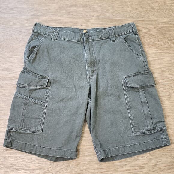 Carhartt Cargo Shorts Mens Size 36 Green Canvas Relaxed Fit Work Casual Utility - Picture 1 of 10